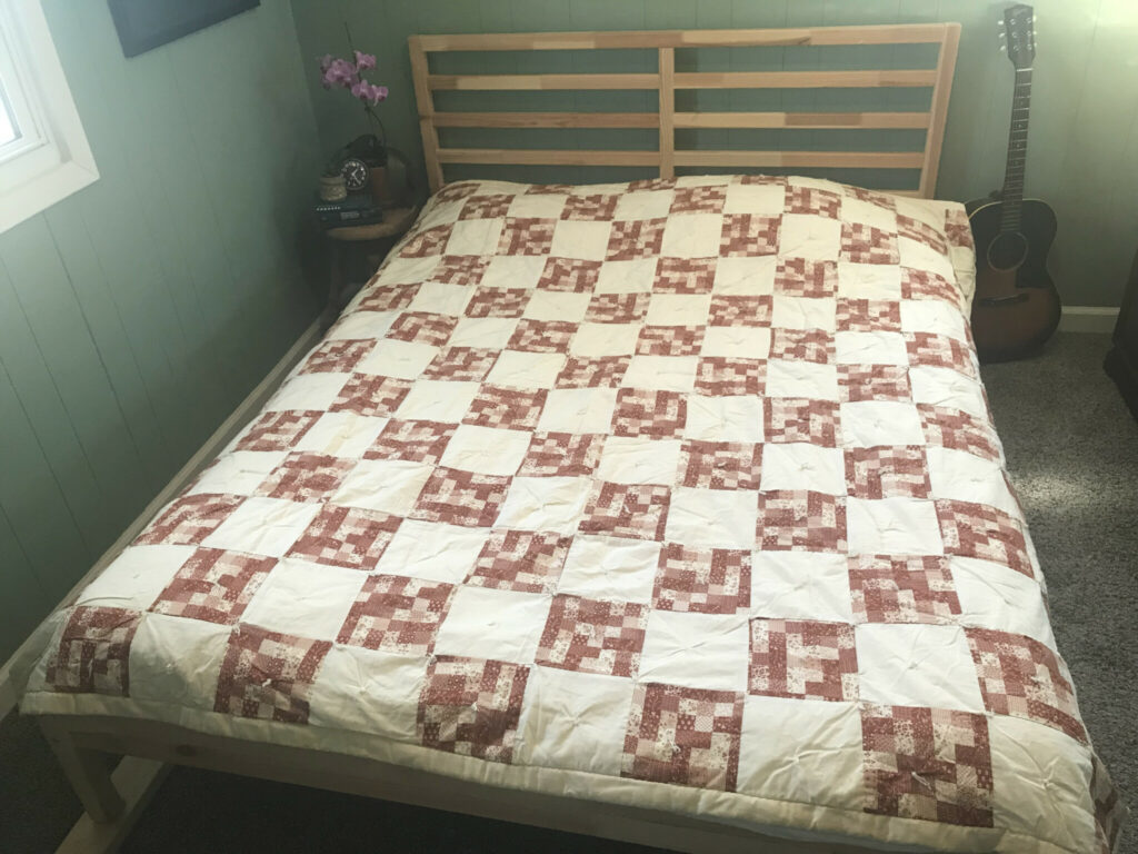 Vintage bedspread...blanket....unique tied brown beautiful fabric