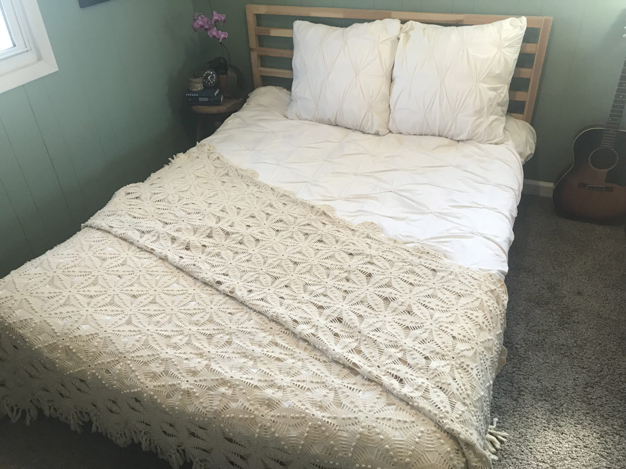 Hand crochet coverlet